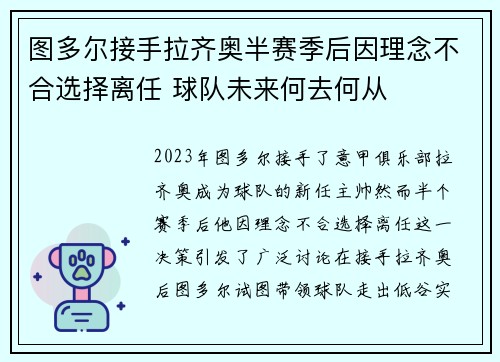 图多尔接手拉齐奥半赛季后因理念不合选择离任 球队未来何去何从 图多尔接手拉齐奥半赛季后因理念不合选择离任 球队未来何去何从